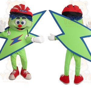 Green Blue Lightning Bolt Mascot Costume