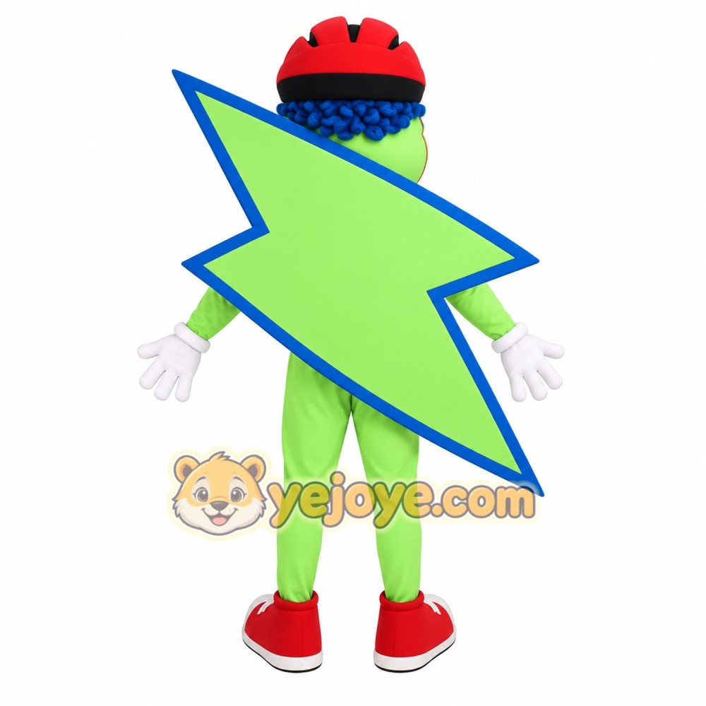 Green Blue Lightning Bolt Mascot Costume Green Blue Lightning Bolt Mascot Costume