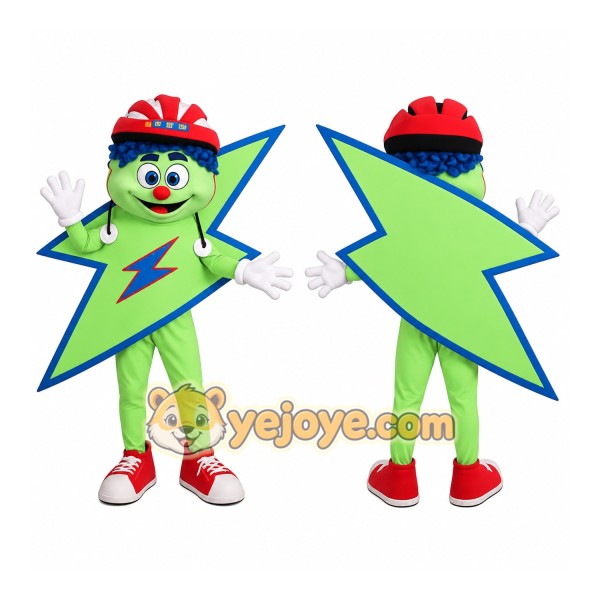 Green Blue Lightning Bolt Mascot Costume