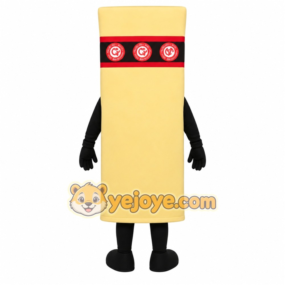 Tan Red Black Smiling Cigar Mascot Costume Tan Red Black Smiling Cigar Mascot Costume