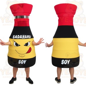 Red Yellow Soy Sauce Bottle Mascot Costume