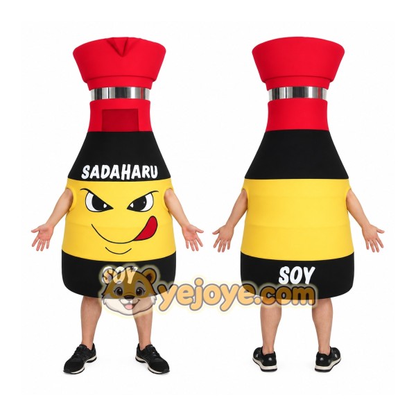 Red Yellow Soy Sauce Bottle Mascot Costume