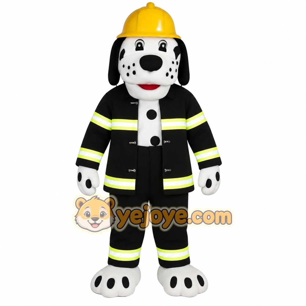 Black White Firefighter Dog Mascot Costume Black White Firefighter Dog Mascot Costume