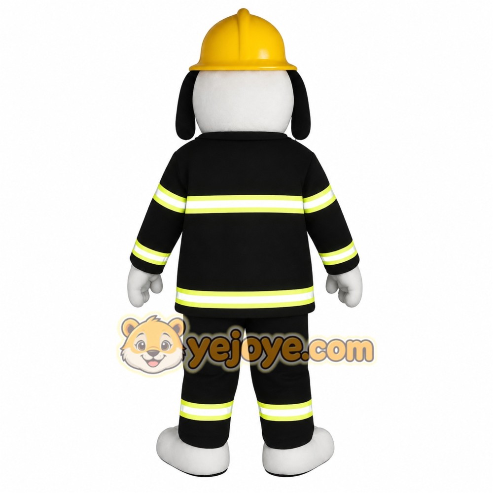 Black White Firefighter Dog Mascot Costume Black White Firefighter Dog Mascot Costume