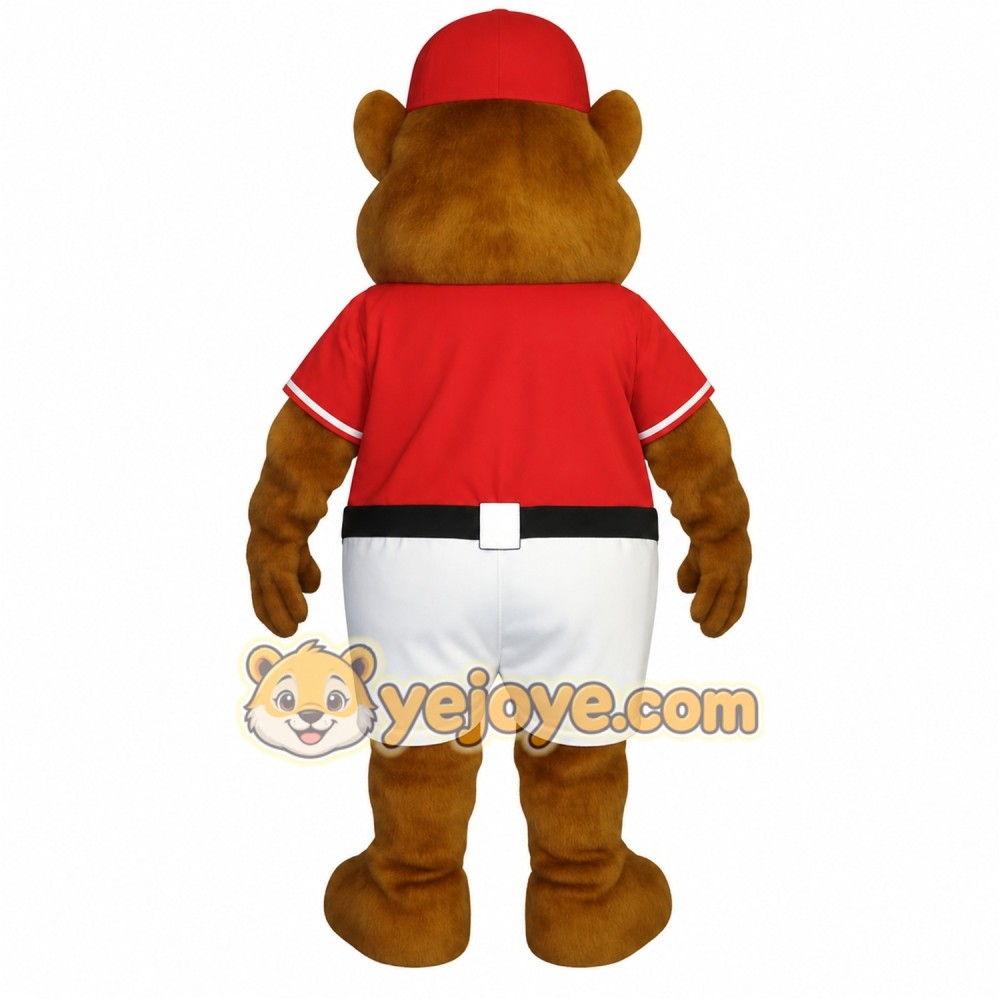 Brown Red White Baseball Bear Mascot Costume Brown Red White Baseball Bear Mascot Costume