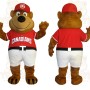 Brown Red White Baseball Bear Mascot Costume
