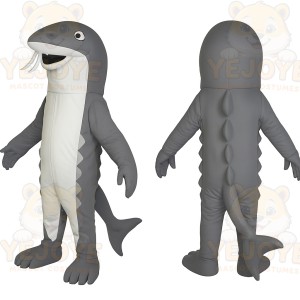Gray White Whiskered Catfish Mascot Costume