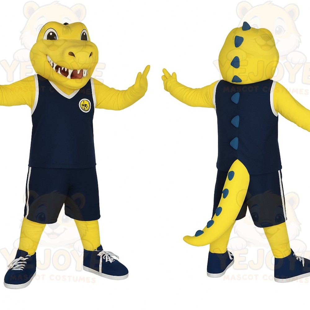 Yellow Navy Alligator Mascot Costume
