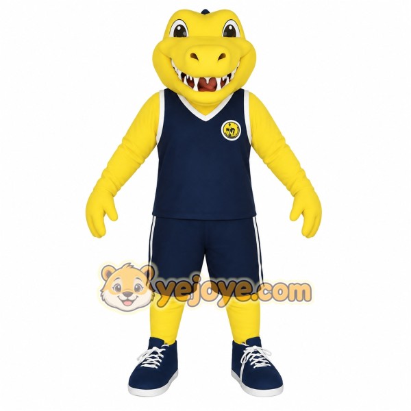Yellow Navy Alligator Mascot Costume