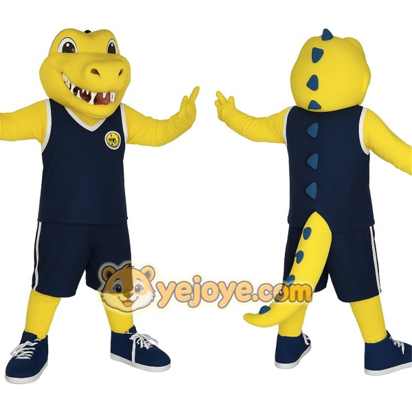 Yellow Navy Alligator Mascot Costume