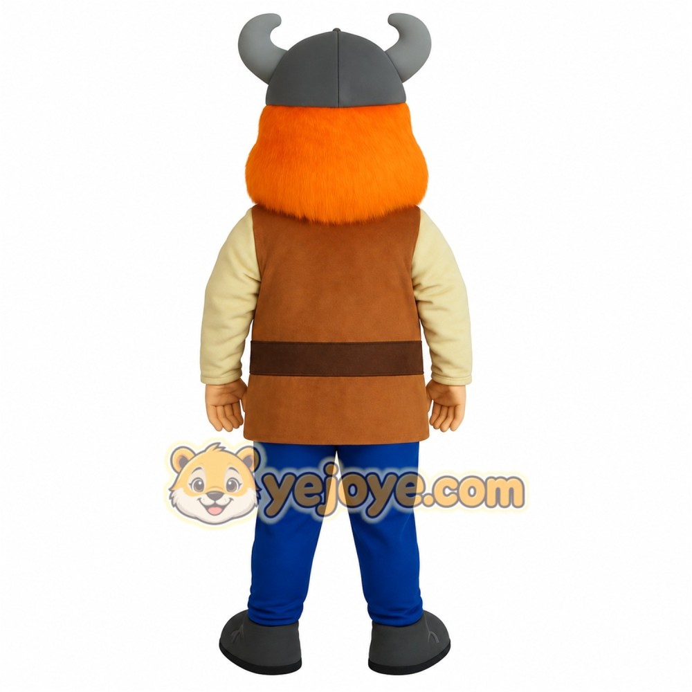 Orange Brown Blue Horned Viking Mascot Costume Orange Brown Blue Horned Viking Mascot Costume