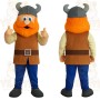 Orange Brown Blue Horned Viking Mascot Costume