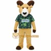 Tan Brown Ram With Green Shirt Mascot Costume Tan Brown Ram With Green Shirt Mascot Costume