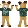Tan Brown Ram With Green Shirt Mascot Costume