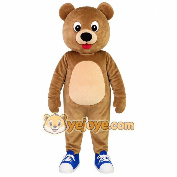 Brown Tan Bear With Red Heart Mascot Costume