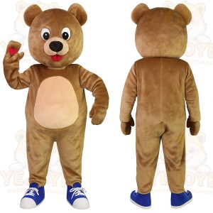 Brown Tan Bear With Red Heart Mascot Costume