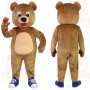 Brown Tan Bear With Red Heart Mascot Costume