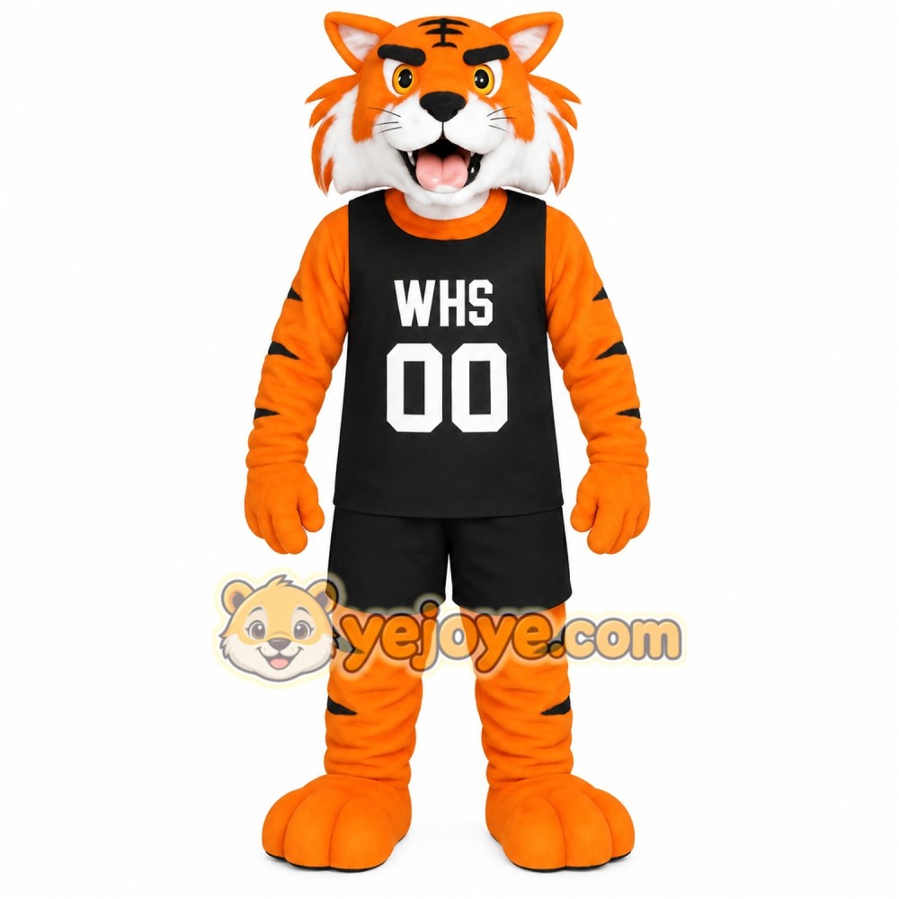 Orange Black Athletic Tiger Mascot Costume