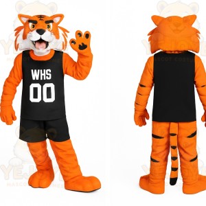 Orange Black Athletic Tiger Mascot Costume