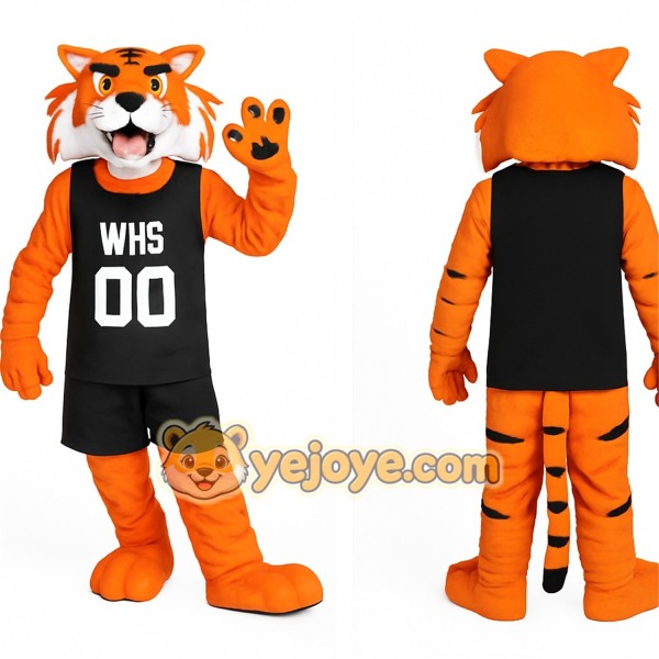 Orange Black Athletic Tiger Mascot Costume