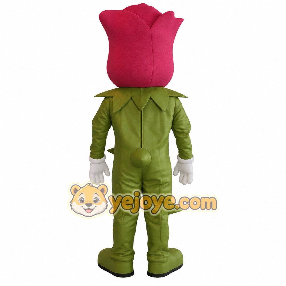 Pink Green Rose Flower Mascot Costume Pink Green Rose Flower Mascot Costume