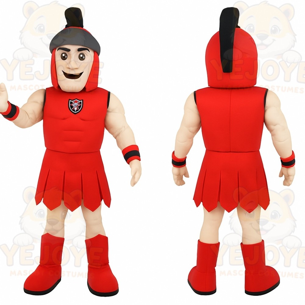 Red Black Spartan Warrior Mascot Costume