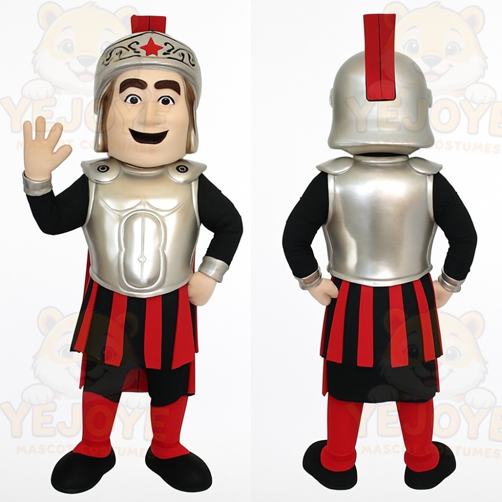 Silver Red Roman Soldier Mascot Costume