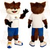 Brown White Blue Fox Mascot Costume