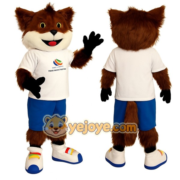 Brown White Blue Fox Mascot Costume