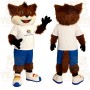 Brown White Blue Fox Mascot Costume