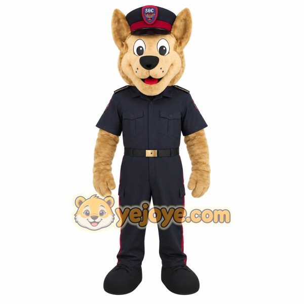 Tan Navy Red Police Officer Dog Mascot Costume