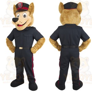 Tan Navy Red Police Officer Dog Mascot Costume