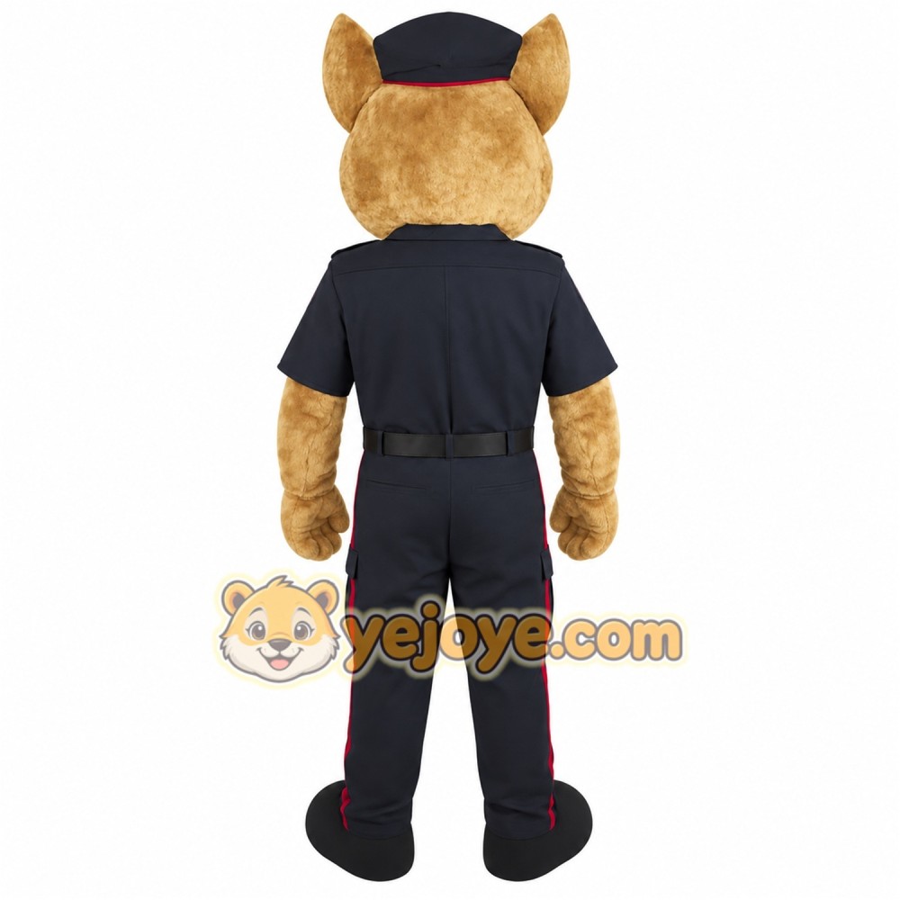 Tan Navy Red Police Officer Dog Mascot Costume Tan Navy Red Police Officer Dog Mascot Costume