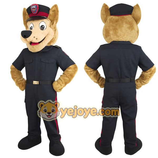 Tan Navy Red Police Officer Dog Mascot Costume