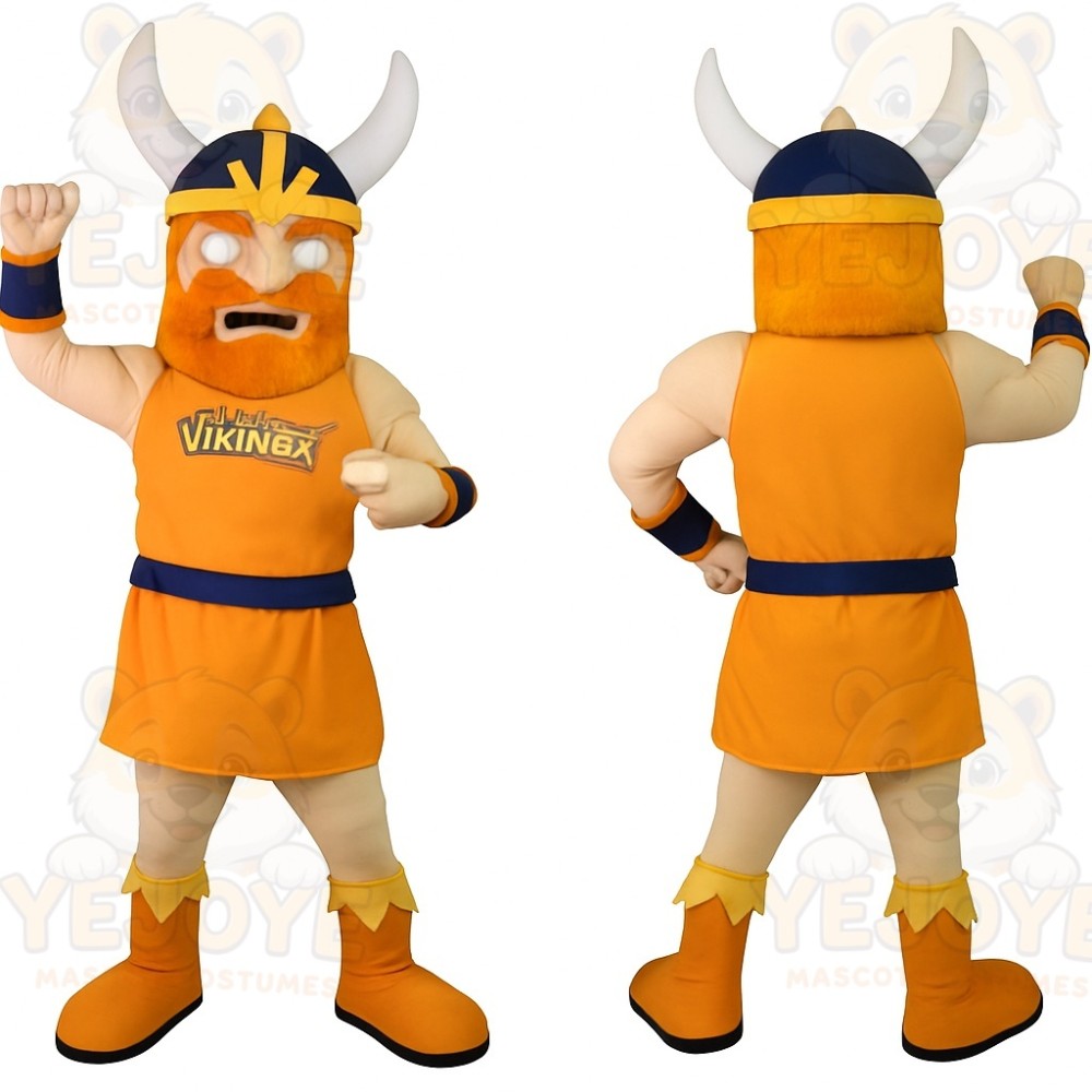 Orange Navy Viking Mascot Costume