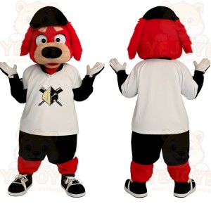 Red Black White Sport Dog Mascot Costume