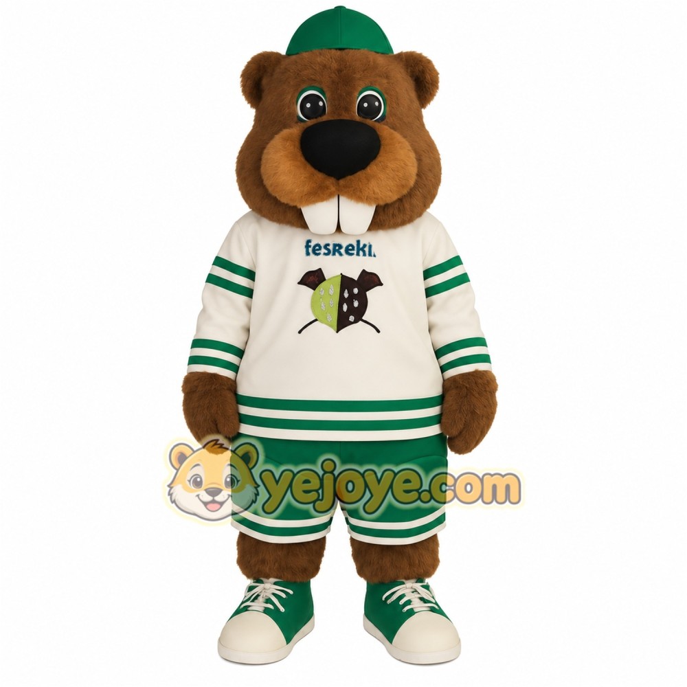 Brown Green Beaver Mascot Costume Brown Green Beaver Mascot Costume