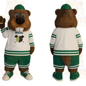 Brown Green Beaver Mascot Costume