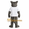 Gray Wolf In White Shirt Mascot Costume