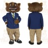 Brown Bear In Navy Blazer Mascot Costume