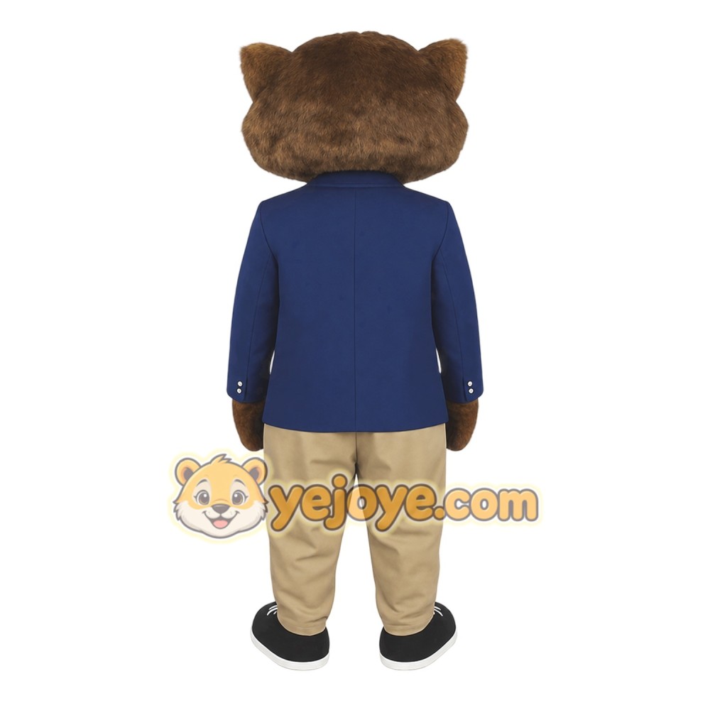 Brown Bear In Navy Blazer Mascot Costume