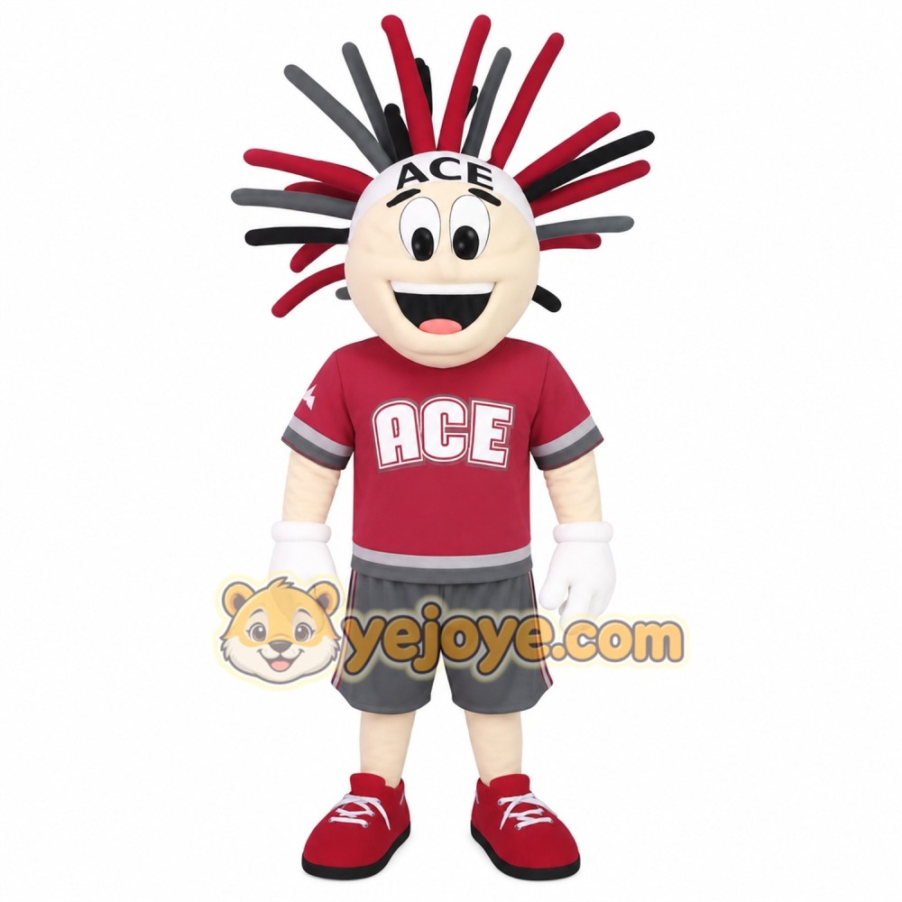Red Gray Spiky Hair Boy Mascot Costume Red Gray Spiky Hair Boy Mascot Costume