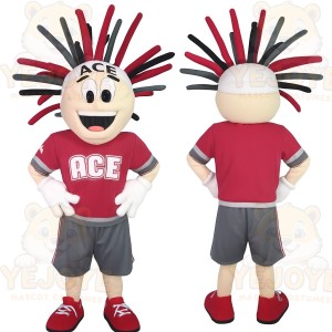 Red Gray Spiky Hair Boy Mascot Costume