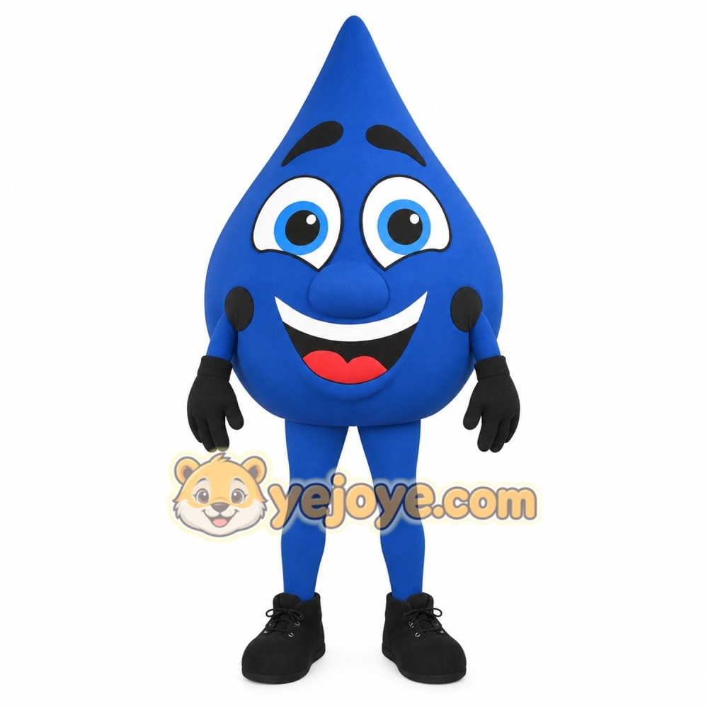Blue Smiling Water Droplet Mascot Costume Blue Smiling Water Droplet Mascot Costume