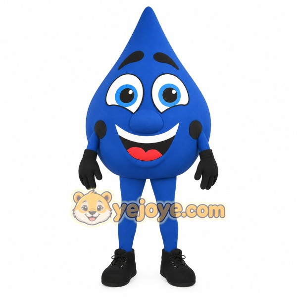 Blue Smiling Water Droplet Mascot Costume