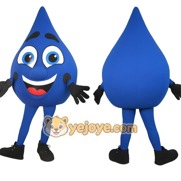 Blue Smiling Water Droplet Mascot Costume