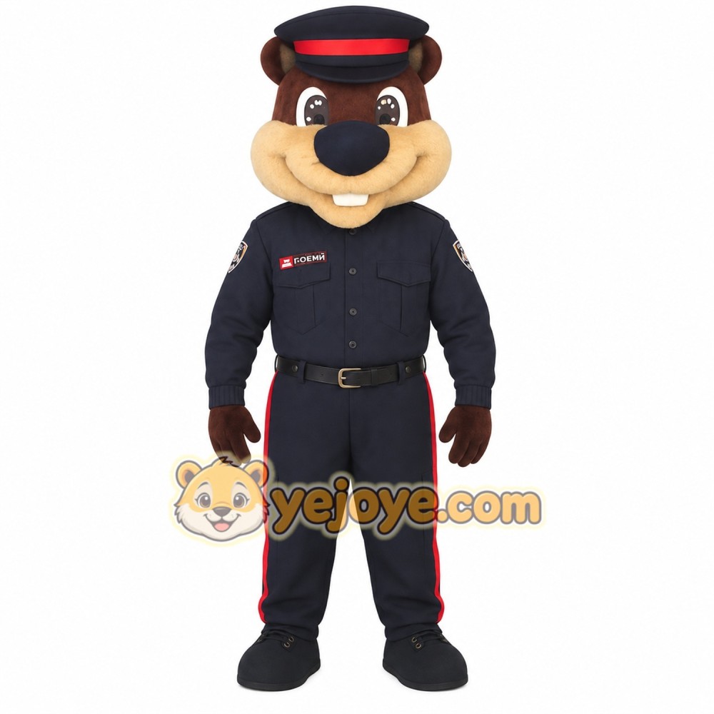 Brown Navy Police Beaver Mascot Costume Brown Navy Police Beaver Mascot Costume
