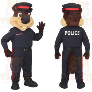 Brown Navy Police Beaver Mascot Costume