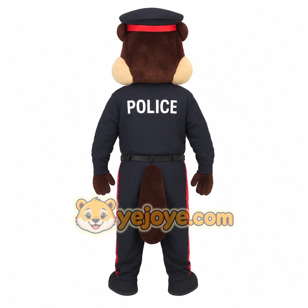 Brown Navy Police Beaver Mascot Costume Brown Navy Police Beaver Mascot Costume