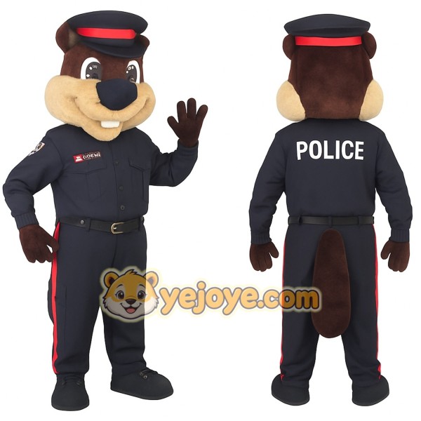 Brown Navy Police Beaver Mascot Costume